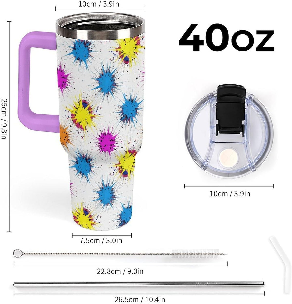 Leakproof Car Cup Vacuum Sealed With Lid For Office Crystal Clear Blue Water Ripple Print Drinkware Light Rose Red-style-5 - Colors D