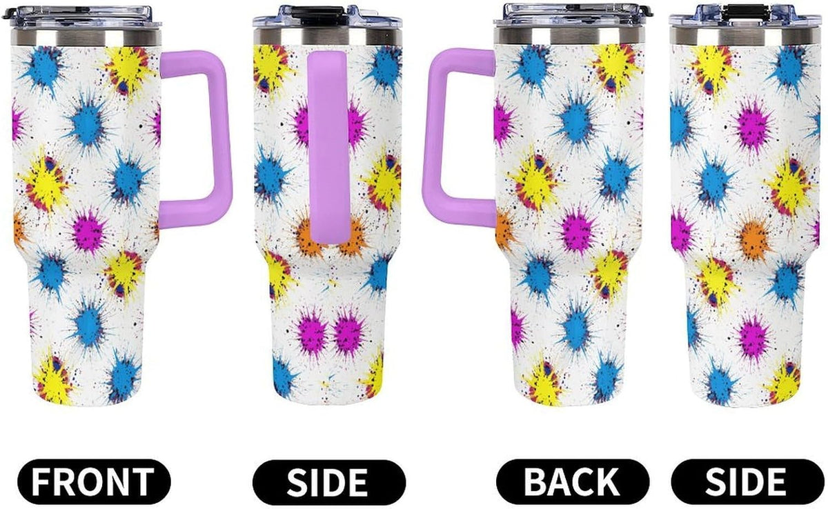 Leakproof Car Cup Vacuum Sealed With Lid For Office Crystal Clear Blue Water Ripple Print Drinkware Light Rose Red-style-5 - Colors D