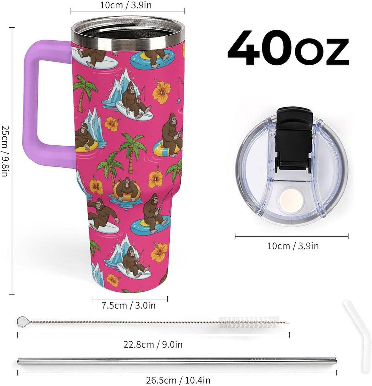 Leakproof Car Cup Vacuum Sealed With Lid For Office Crystal Clear Blue Water Ripple Print Drinkware Light Rose Red-style-5 - Colors D