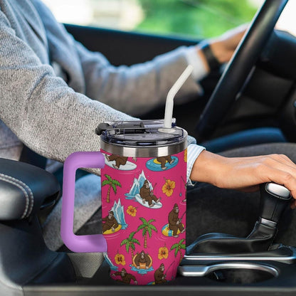 Leakproof Car Cup Vacuum Sealed With Lid For Office Crystal Clear Blue Water Ripple Print Drinkware Light Rose Red-style-5 - Colors D