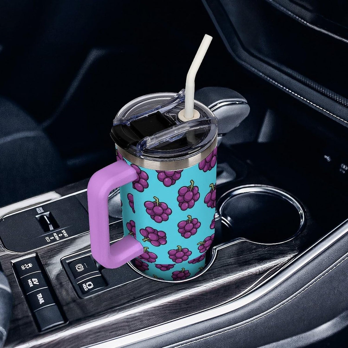Leakproof Car Cup Vacuum Sealed With Lid For Office Crystal Clear Blue Water Ripple Print Drinkware Light Rose Red-style-5 - Colors D