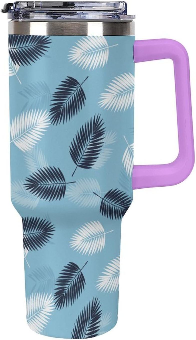 Leakproof Car Cup Vacuum Sealed With Lid For Office Crystal Clear Blue Water Ripple Print Drinkware Light Rose Red-style-5 - Colors D