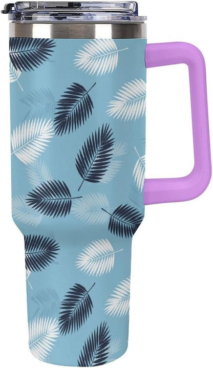 Leakproof Car Cup Vacuum Sealed With Lid For Office Crystal Clear Blue Water Ripple Print Drinkware Light Rose Red-style-5 - Colors D