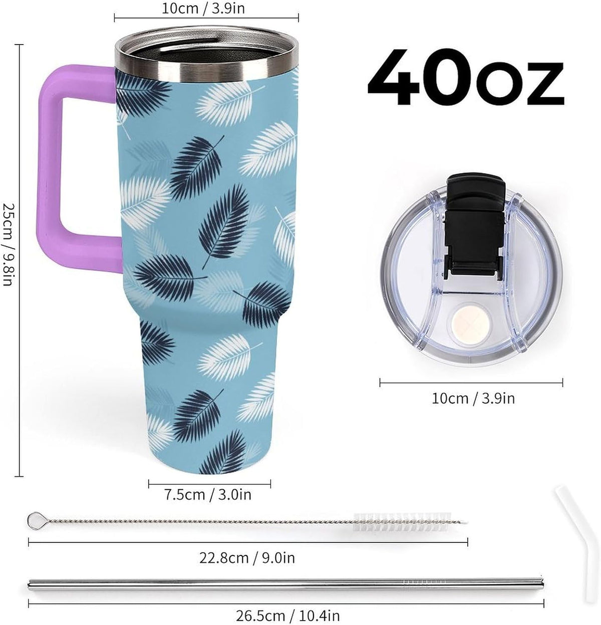 Leakproof Car Cup Vacuum Sealed With Lid For Office Crystal Clear Blue Water Ripple Print Drinkware Light Rose Red-style-5 - Colors D