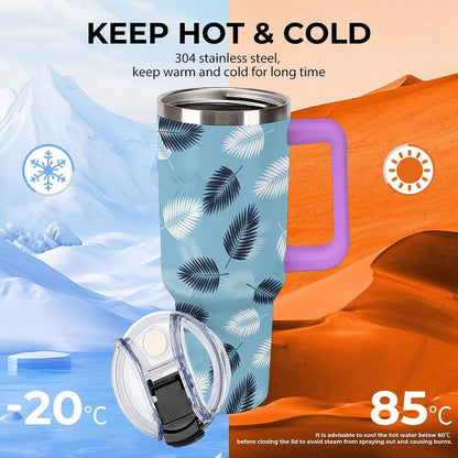 Leakproof Car Cup Vacuum Sealed With Lid For Office Crystal Clear Blue Water Ripple Print Drinkware Light Rose Red-style-5 - Colors D