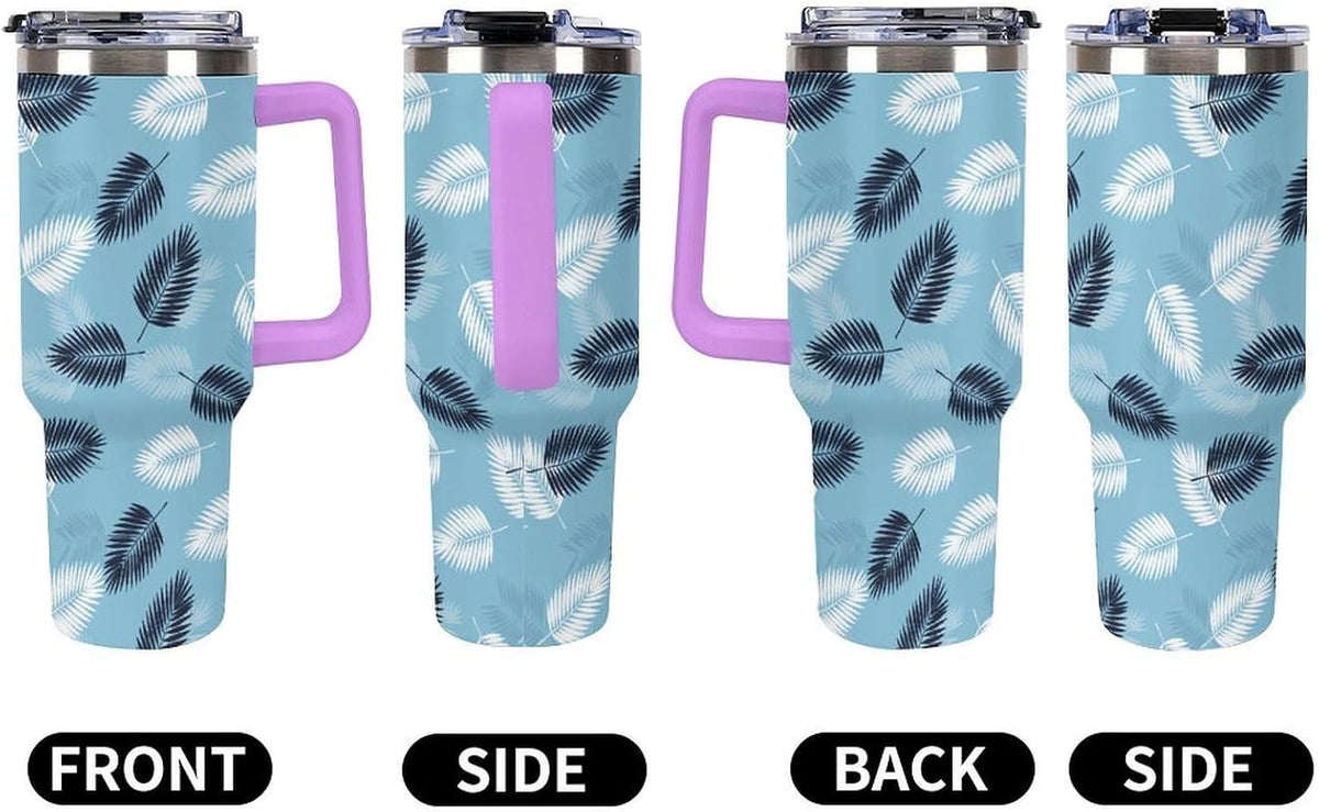 Leakproof Car Cup Vacuum Sealed With Lid For Office Crystal Clear Blue Water Ripple Print Drinkware Light Rose Red-style-5 - Colors D
