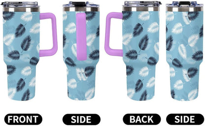Leakproof Car Cup Vacuum Sealed With Lid For Office Crystal Clear Blue Water Ripple Print Drinkware Light Rose Red-style-5 - Colors D