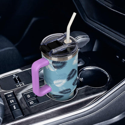 Leakproof Car Cup Vacuum Sealed With Lid For Office Crystal Clear Blue Water Ripple Print Drinkware Light Rose Red-style-5 - Colors D