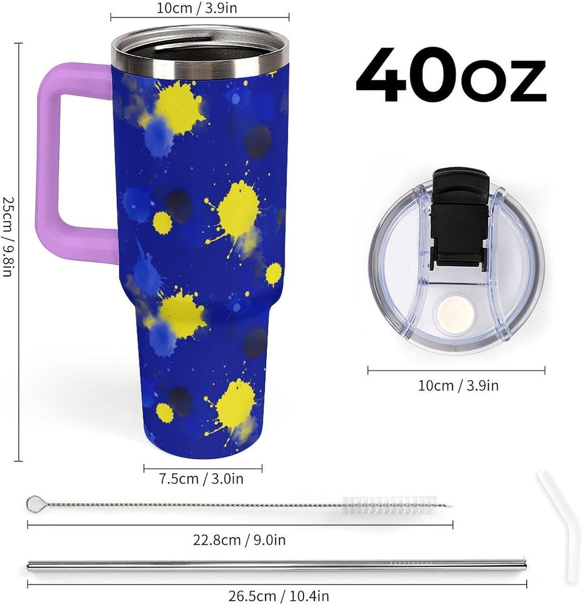Leakproof Car Cup Vacuum Sealed With Lid For Office Crystal Clear Blue Water Ripple Print Drinkware Light Rose Red-style-5 - Colors D