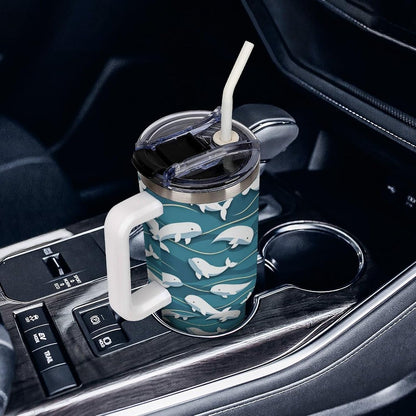 Leakproof Car Cup Vacuum Sealed With Lid For Office Crystal Clear Blue Water Ripple Print Drinkware Light Rose Red-style-5 - Colors D