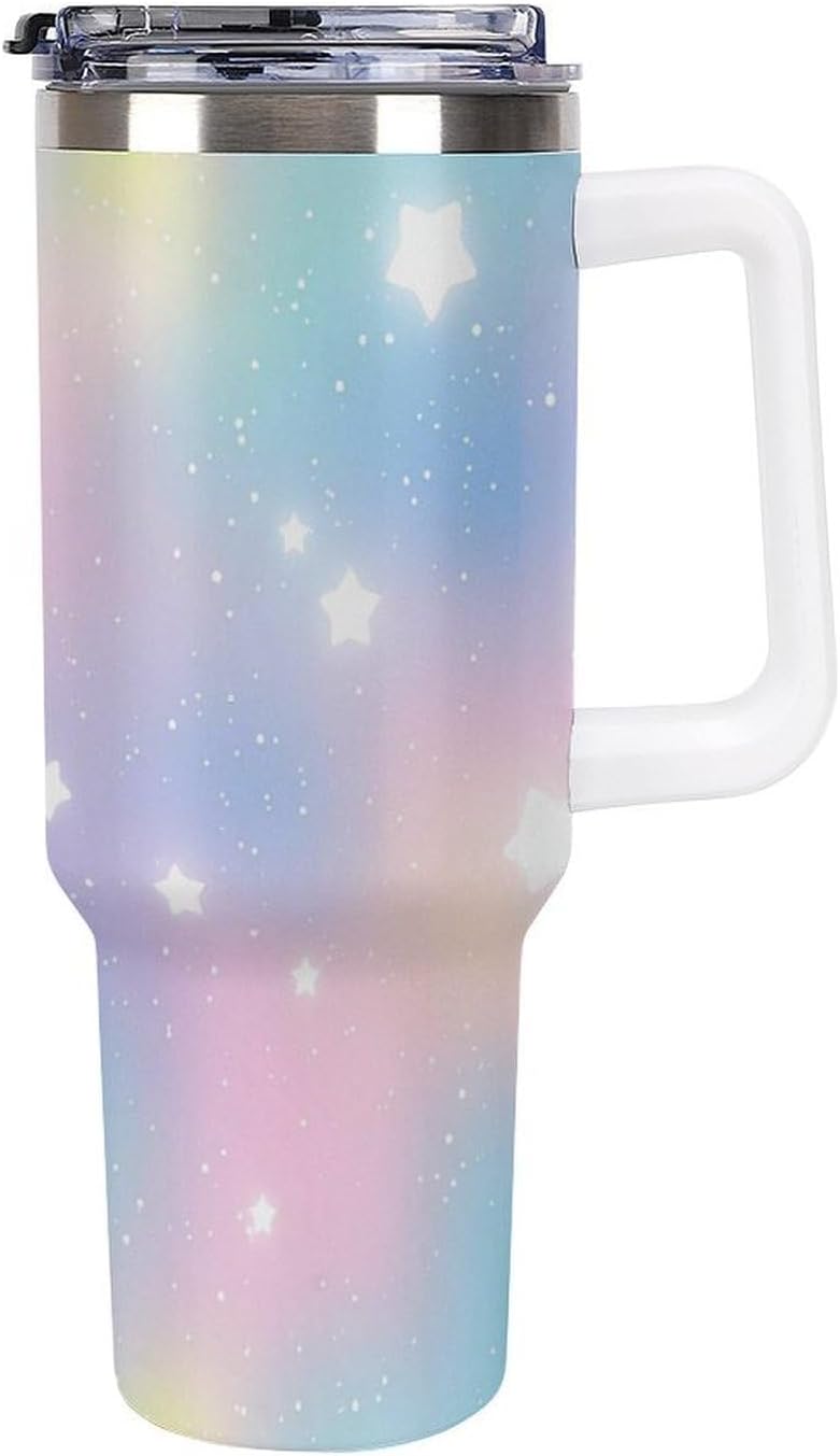 Leakproof Car Cup Vacuum Sealed With Lid For Office Crystal Clear Blue Water Ripple Print Drinkware Light Rose Red-style-5 - Colors D