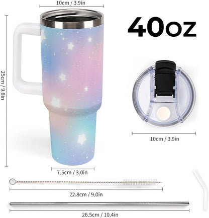 Leakproof Car Cup Vacuum Sealed With Lid For Office Crystal Clear Blue Water Ripple Print Drinkware Light Rose Red-style-5 - Colors D