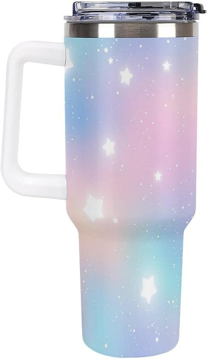 Leakproof Car Cup Vacuum Sealed With Lid For Office Crystal Clear Blue Water Ripple Print Drinkware Light Rose Red-style-5 - Colors D