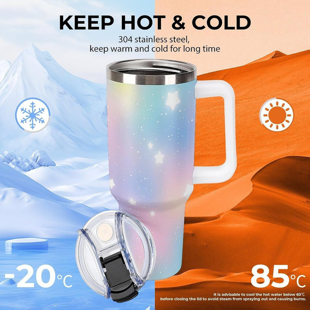 Leakproof Car Cup Vacuum Sealed With Lid For Office Crystal Clear Blue Water Ripple Print Drinkware Light Rose Red-style-5 - Colors D