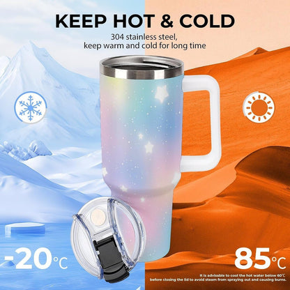 Leakproof Car Cup Vacuum Sealed With Lid For Office Crystal Clear Blue Water Ripple Print Drinkware Light Rose Red-style-5 - Colors D