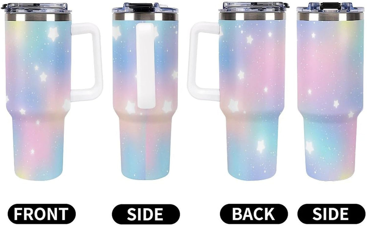 Leakproof Car Cup Vacuum Sealed With Lid For Office Crystal Clear Blue Water Ripple Print Drinkware Light Rose Red-style-5 - Colors D