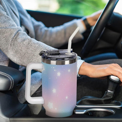 Leakproof Car Cup Vacuum Sealed With Lid For Office Crystal Clear Blue Water Ripple Print Drinkware Light Rose Red-style-5 - Colors D