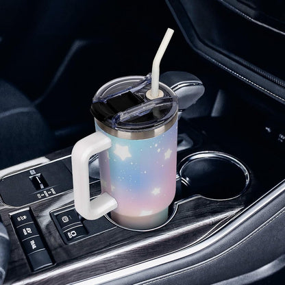 Leakproof Car Cup Vacuum Sealed With Lid For Office Crystal Clear Blue Water Ripple Print Drinkware Light Rose Red-style-5 - Colors D