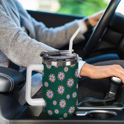 Leakproof Car Cup Vacuum Sealed With Lid For Office Crystal Clear Blue Water Ripple Print Drinkware Light Rose Red-style-5 - Colors D