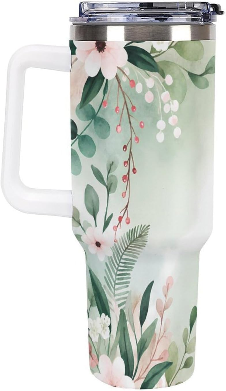 Leakproof Car Cup Vacuum Sealed With Lid For Office Crystal Clear Blue Water Ripple Print Drinkware Light Rose Red-style-5 - Colors D