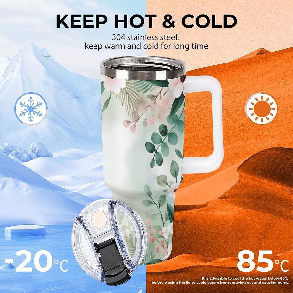 Leakproof Car Cup Vacuum Sealed With Lid For Office Crystal Clear Blue Water Ripple Print Drinkware Light Rose Red-style-5 - Colors D