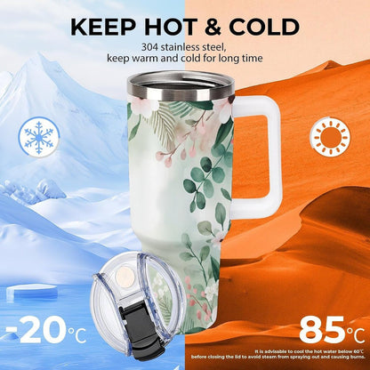 Leakproof Car Cup Vacuum Sealed With Lid For Office Crystal Clear Blue Water Ripple Print Drinkware Light Rose Red-style-5 - Colors D