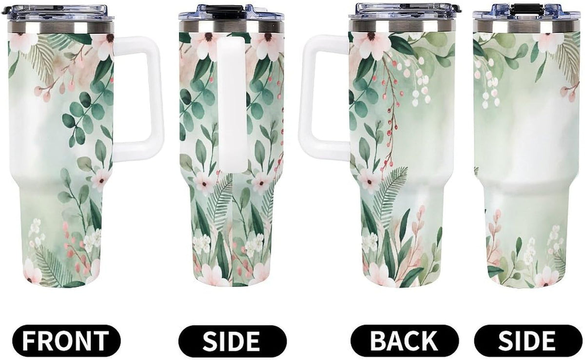 Leakproof Car Cup Vacuum Sealed With Lid For Office Crystal Clear Blue Water Ripple Print Drinkware Light Rose Red-style-5 - Colors D