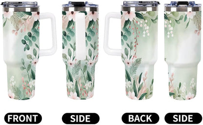 Leakproof Car Cup Vacuum Sealed With Lid For Office Crystal Clear Blue Water Ripple Print Drinkware Light Rose Red-style-5 - Colors D