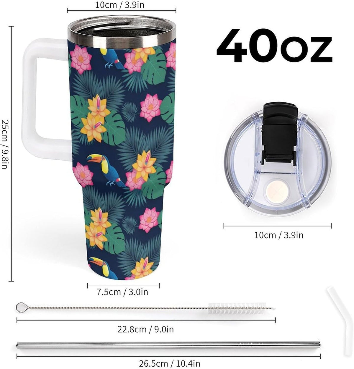 Leakproof Car Cup Vacuum Sealed With Lid For Office Crystal Clear Blue Water Ripple Print Drinkware Light Rose Red-style-5 - Colors D
