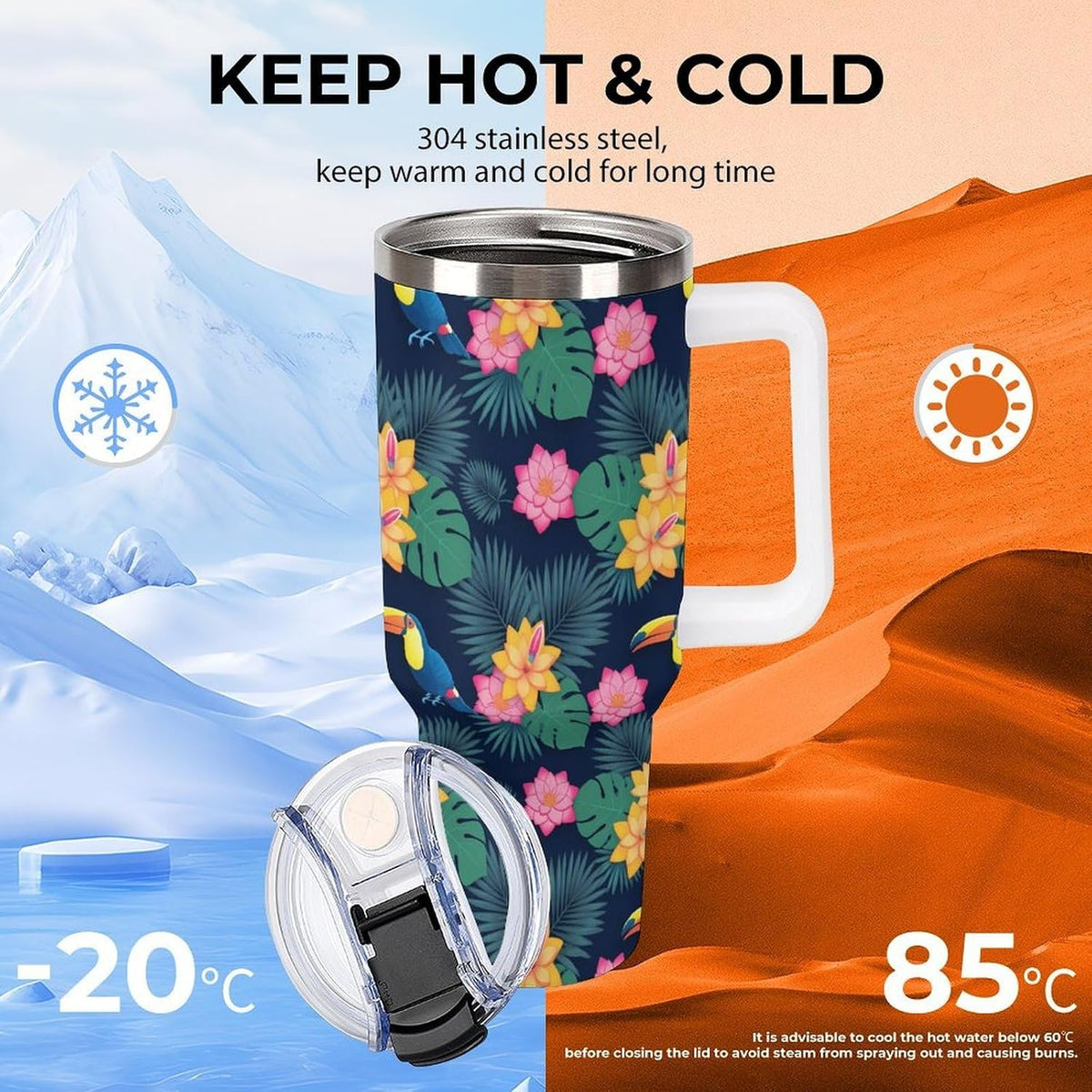 Leakproof Car Cup Vacuum Sealed With Lid For Office Crystal Clear Blue Water Ripple Print Drinkware Light Rose Red-style-5 - Colors D