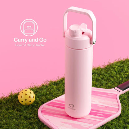 Insulated Water Bottle with Straw Stainless Steel Water Bottle, Leak-Proof, BPA-Free, Double Wall Vacuum Keeps Cold for 24 Hours for Sports, Travel, School (26 oz, Cotton Candy) - Colors C