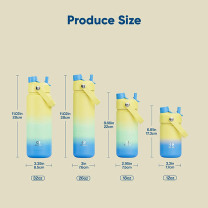 Insulated Water Bottle with Straw Stainless Steel Water Bottle, Leak-Proof, BPA-Free, Double Wall Vacuum Keeps Cold for 24 Hours for Sports, Travel, School (26 oz, Cotton Candy) - Colors C