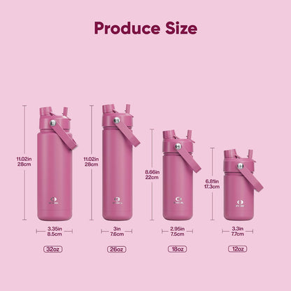 Insulated Water Bottle with Straw Stainless Steel Water Bottle, Leak-Proof, BPA-Free, Double Wall Vacuum Keeps Cold for 24 Hours for Sports, Travel, School (26 oz, Cotton Candy) - Colors C