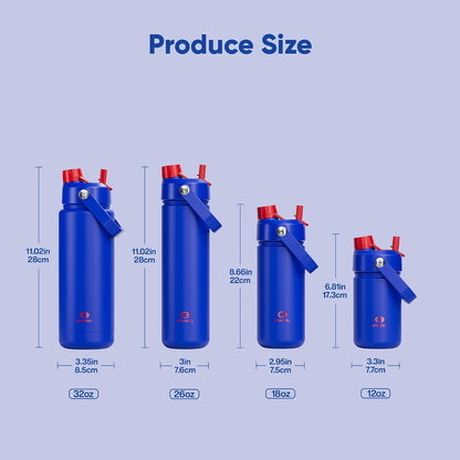 Insulated Water Bottle with Straw Stainless Steel Water Bottle, Leak-Proof, BPA-Free, Double Wall Vacuum Keeps Cold for 24 Hours for Sports, Travel, School (26 oz, Cotton Candy) - Colors C