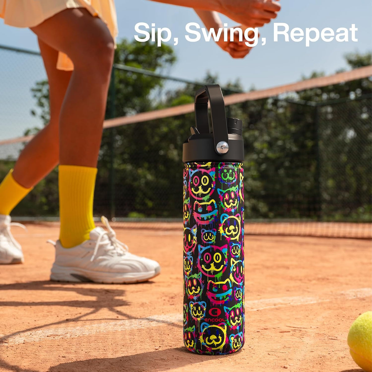 Insulated Water Bottle with Straw Stainless Steel Water Bottle, Leak-Proof, BPA-Free, Double Wall Vacuum Keeps Cold for 24 Hours for Sports, Travel, School (26 oz, Cotton Candy) - Colors C