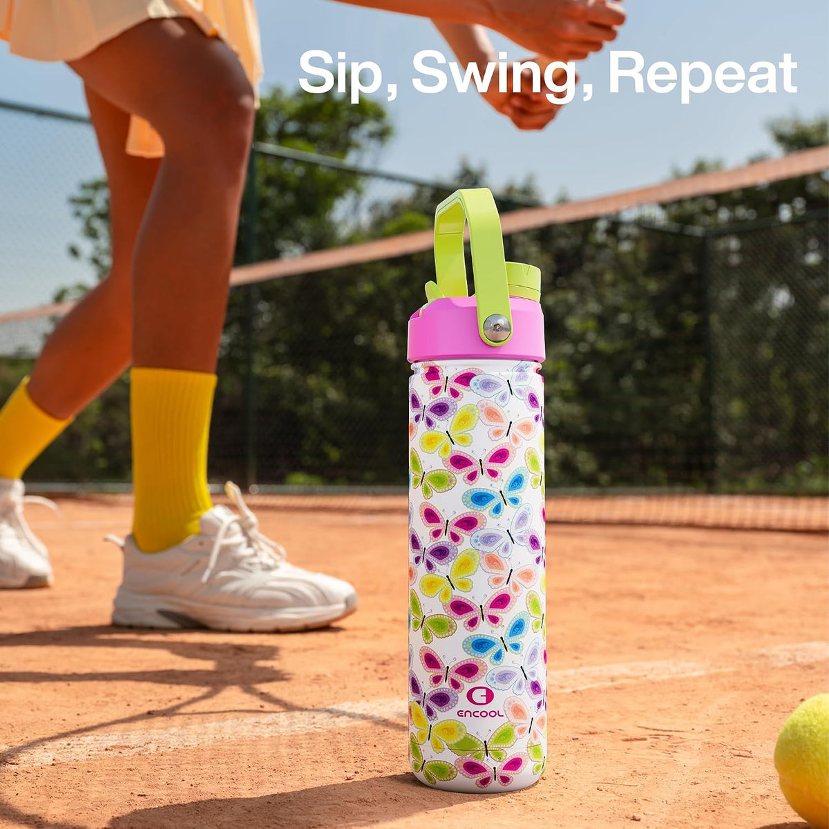 Insulated Water Bottle with Straw Stainless Steel Water Bottle, Leak-Proof, BPA-Free, Double Wall Vacuum Keeps Cold for 24 Hours for Sports, Travel, School (26 oz, Cotton Candy) - Colors C