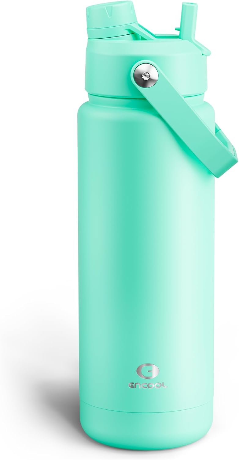 Insulated Water Bottle with Straw Stainless Steel Water Bottle, Leak-Proof, BPA-Free, Double Wall Vacuum Keeps Cold for 24 Hours for Sports, Travel, School (26 oz, Cotton Candy) - Colors C
