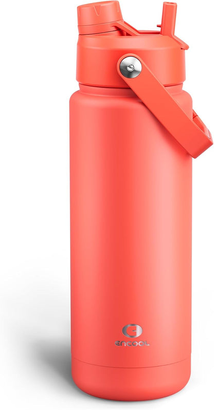 Insulated Water Bottle with Straw Stainless Steel Water Bottle, Leak-Proof, BPA-Free, Double Wall Vacuum Keeps Cold for 24 Hours for Sports, Travel, School (26 oz, Cotton Candy) - Colors C