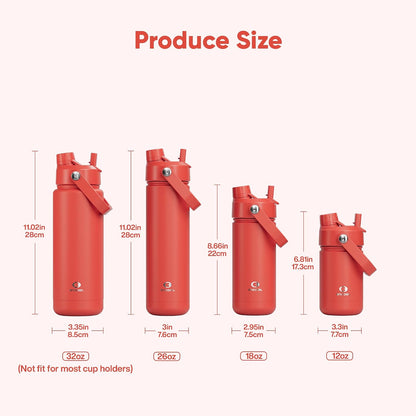 Insulated Water Bottle with Straw Stainless Steel Water Bottle, Leak-Proof, BPA-Free, Double Wall Vacuum Keeps Cold for 24 Hours for Sports, Travel, School (26 oz, Cotton Candy) - Colors C