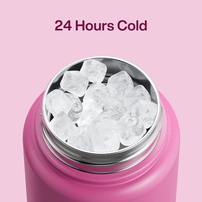 Insulated Water Bottle with Straw Stainless Steel Water Bottle, Leak-Proof, BPA-Free, Double Wall Vacuum Keeps Cold for 24 Hours for Sports, Travel, School (26 oz, Cotton Candy) - Colors C