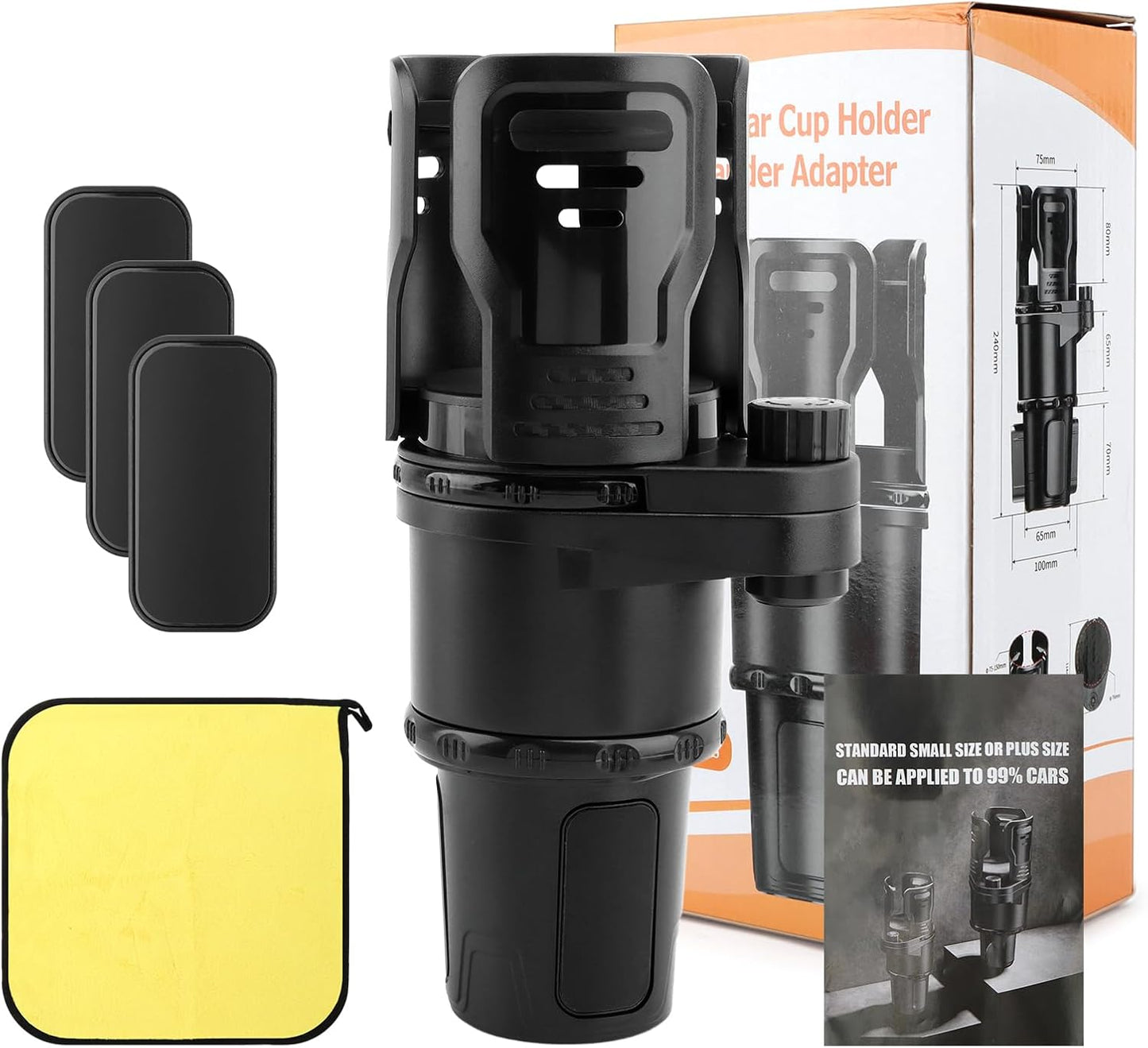 2 in 1 Car Cup Holder Expander, Multifunctional Expandable Car Cup with 360° Rotating Cup Holder Adapter Extender for Car with Adjustable Base Cup Holder Organizer for Large Water Cups and Drinks
