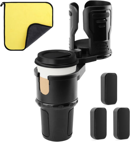 2 in 1 Car Cup Holder Expander, Multifunctional Expandable Car Cup with 360° Rotating Cup Holder Adapter Extender for Car with Adjustable Base Cup Holder Organizer for Large Water Cups and Drinks