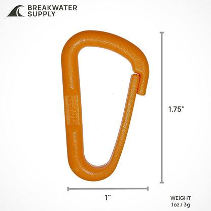 ™ Hingeless Carabiner Hooks 4 Pack, Small 2-inch Gear Attachment Clips for Backpack, Keys, Keychain, Water Bottle, MOLLE + Ultralight, Tactical, D-Ring, Non-Corrosive, D-Shape