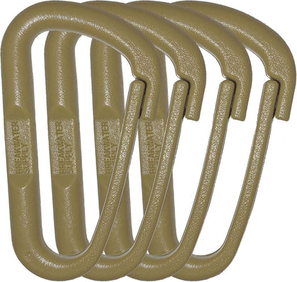 ™ Hingeless Carabiner Hooks 4 Pack, Small 2-inch Gear Attachment Clips for Backpack, Keys, Keychain, Water Bottle, MOLLE + Ultralight, Tactical, D-Ring, Non-Corrosive, D-Shape