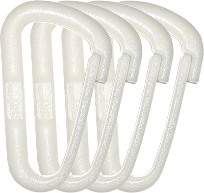 ™ Hingeless Carabiner Hooks 4 Pack, Small 2-inch Gear Attachment Clips for Backpack, Keys, Keychain, Water Bottle, MOLLE + Ultralight, Tactical, D-Ring, Non-Corrosive, D-Shape