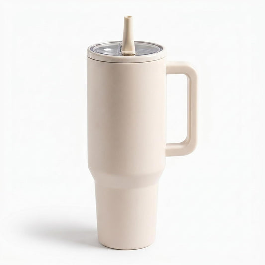 40 OZ Stainless Steel Tumbler with Handle & Straw Lid