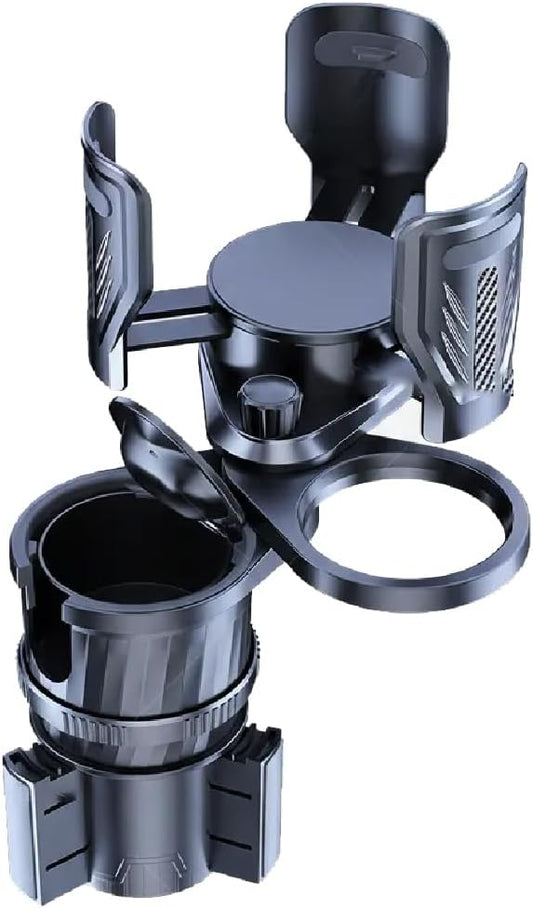 4 in 1 Upgrade Cup Holder Expander, Multifunctional Cup Holder for Car with Lock, 360° Rotating Cupholder Expander with Ashtrays & Adjustable Base, Expandable Cup Holder for Large Bottles Drinks Mugs
