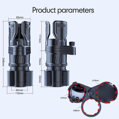4 in 1 Upgrade Cup Holder Expander, Multifunctional Cup Holder for Car with Lock, 360° Rotating Cupholder Expander with Ashtrays & Adjustable Base, Expandable Cup Holder for Large Bottles Drinks Mugs