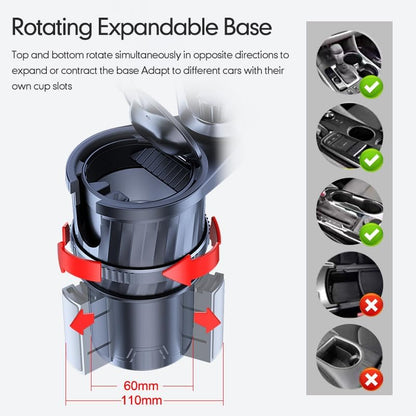4 in 1 Upgrade Cup Holder Expander, Multifunctional Cup Holder for Car with Lock, 360° Rotating Cupholder Expander with Ashtrays & Adjustable Base, Expandable Cup Holder for Large Bottles Drinks Mugs
