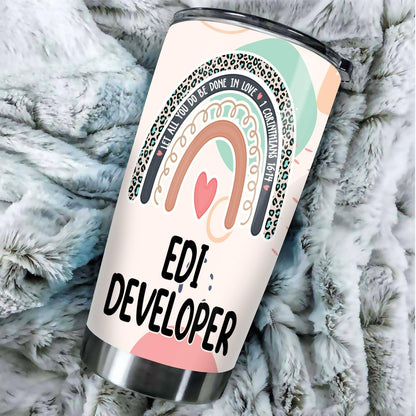 Let All You Do Be Done In Love Postal Clerk Tumbler Stainless Steel 20oz, Office Gifts Women Men Work Friends Coworker, Driking Coffee Cup For Birthday Christmas - Colors Q